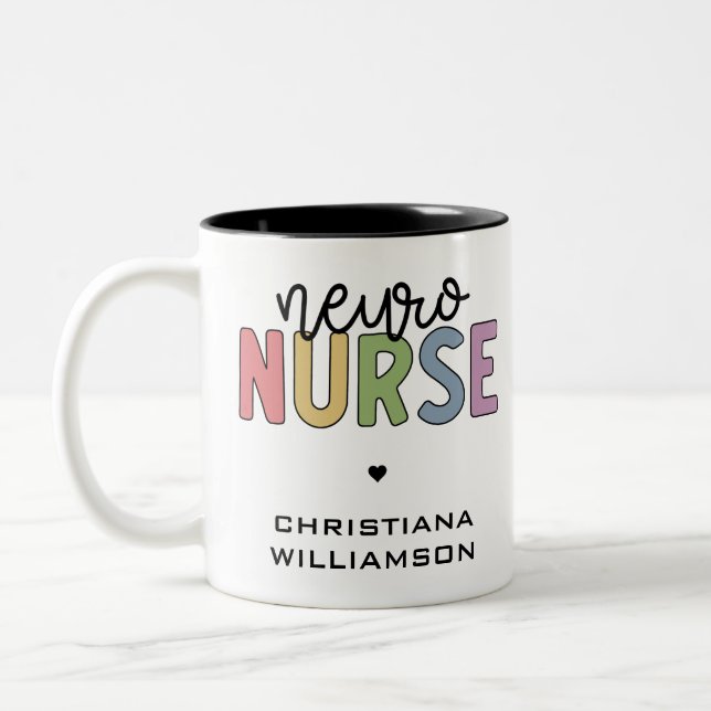 Tasse 2 Couleurs Nom personnalisé Neuro Nurse Neuroscience Infirmiè (Gauche)