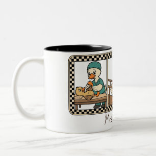 Tasse 2 Couleurs Nom personnalisé Physiothérapeute Oie Rétro Drôle