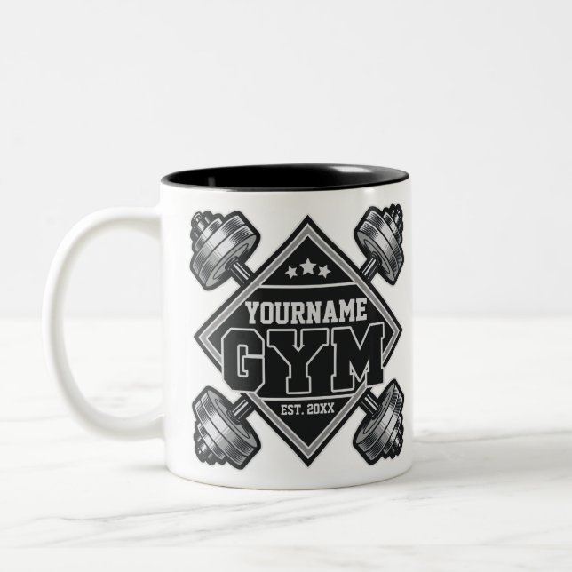 Tasse 2 Couleurs Nom personnalisé Poids Accueil Crossfit Gym (Gauche)