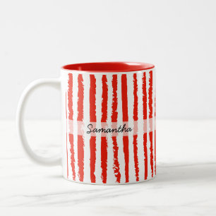 Tasse 2 Couleurs Nom personnalisé Prépa Rayé Rouge
