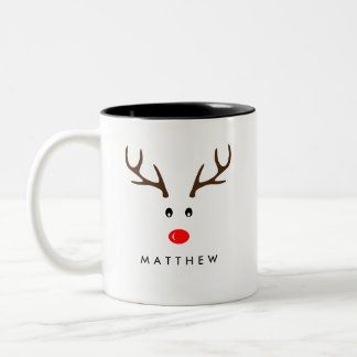 Tasse 2 Couleurs Nom personnalisé Reindeer Noël Fête