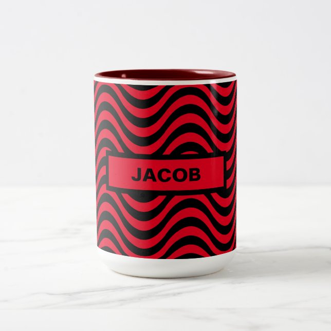 Tasse 2 Couleurs Nom personnalisé SVG Motif rouge et noir, ZEA (Centre)