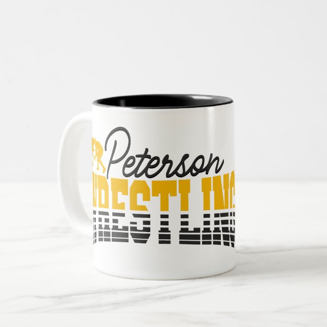 Tasse 2 Couleurs NOM personnalisé Wrestling School Team Wrestler (Devant gauche)