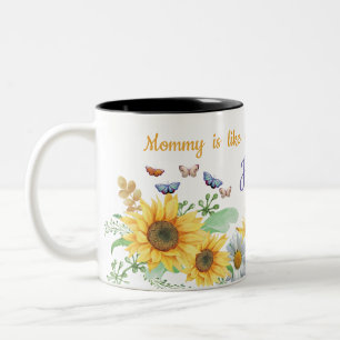 Tasse 2 Couleurs Nom personnel tournesol printemps