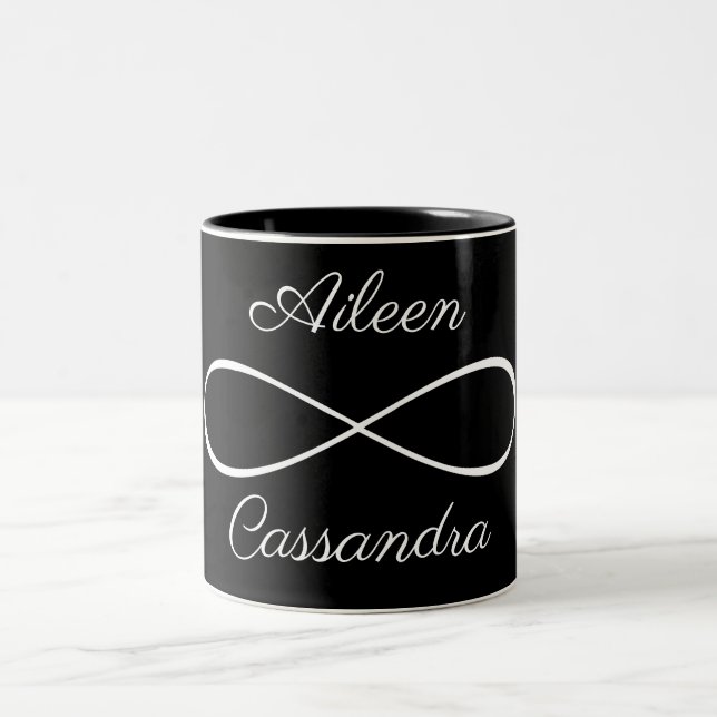 Tasse 2 Couleurs Noms personnalisés Simple Infinity Love Symbole Am (Centre)