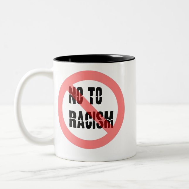 Tasse 2 Couleurs Non Au Racisme | Slogan anti-racisme (Gauche)