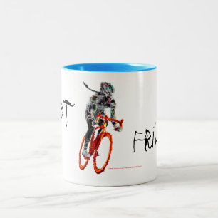 Tasse 2 Couleurs Non froncé.  Cycliste et flammes femelles