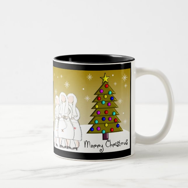 Tasse 2 Couleurs Nonnes Cartes de Noël et Cadeaux-Art Design (Droit)
