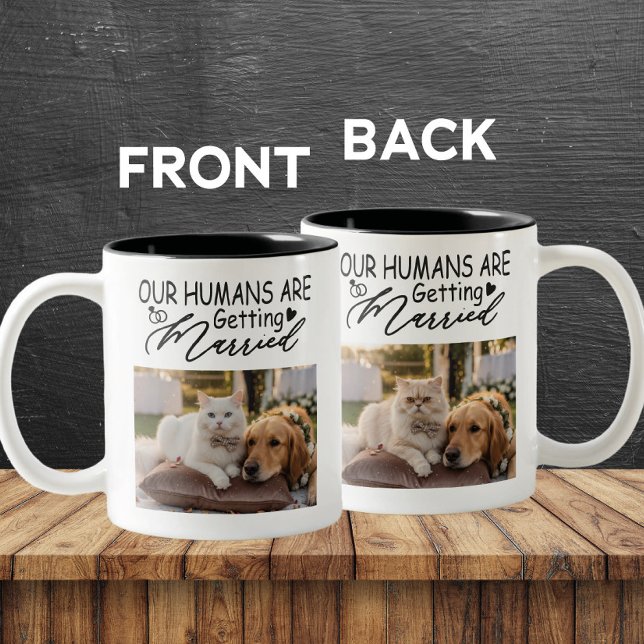 Tasse 2 Couleurs Nos humains se marient Photo Chat & Chien (Créateur téléchargé)