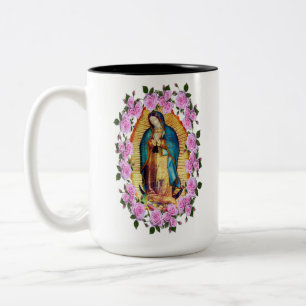 Tasse 2 Couleurs Notre-Dame de Guadalupe Vierge Marie Roses roses r