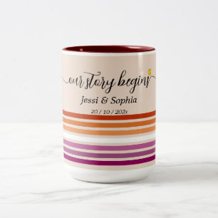 Tasse 2 Couleurs Notre histoire commence Drapeau lesbien coucher de