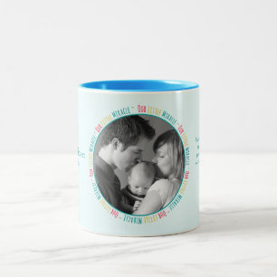 Tasse 2 Couleurs Notre petit miracle - Bébé bleu photo personnalisé