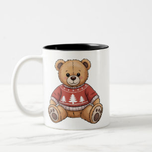 Tasse 2 Couleurs Nounours d'ours en peluche de Noël Cadeau de Noël 