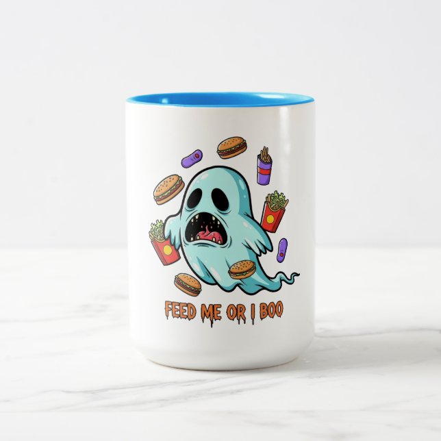 Tasse 2 Couleurs Nourrir moi ou moi Boo Ghost Halloween (Centre)