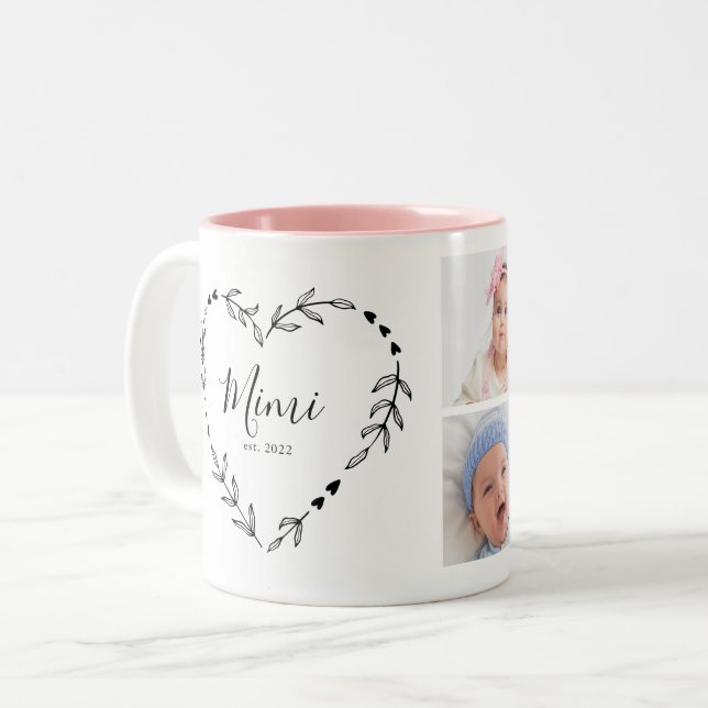 Tasse 2 Couleurs Nouveau Mimi Année Est. Quatre photos (Devant gauche)