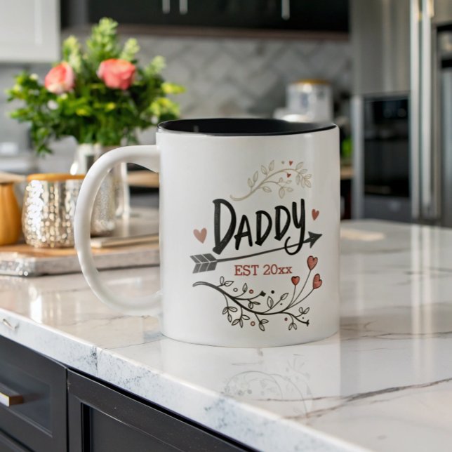 Tasse 2 Couleurs Nouveau père parents Personnalisé année établie (Créateur téléchargé)
