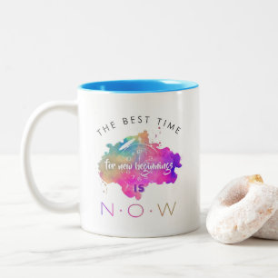 Tasse 2 Couleurs Nouveaux débuts mignons Commencer maintenant Citat
