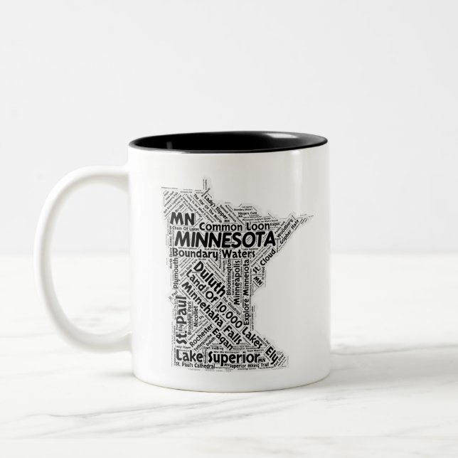 Tasse 2 Couleurs Nuage de mot d'état du Minnesota (Gauche)