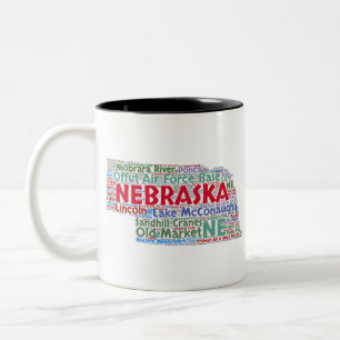 Tasse 2 Couleurs Nuage de mot du Nébraska