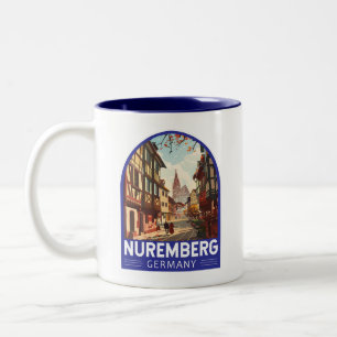 Tasse 2 Couleurs Nuremberg Allemagne Travel Art Vintage