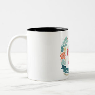 Tasse 2 Couleurs Nurse Mamma with Baby Footprints and Floral Frame