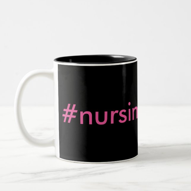 Tasse 2 Couleurs #nursingissues noir & rose (Gauche)