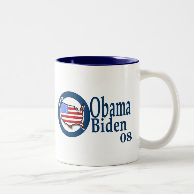 Tasse 2 Couleurs Obama Biden 08 (Droit)