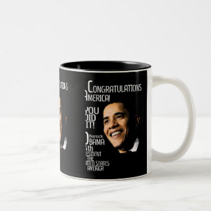 TASSE 2 COULEURS OBAMA GAGNE DES FÉLICITATIONS