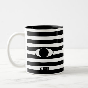 Tasse 2 Couleurs Oeil Abstrait moderne sur noir et blanc rayé