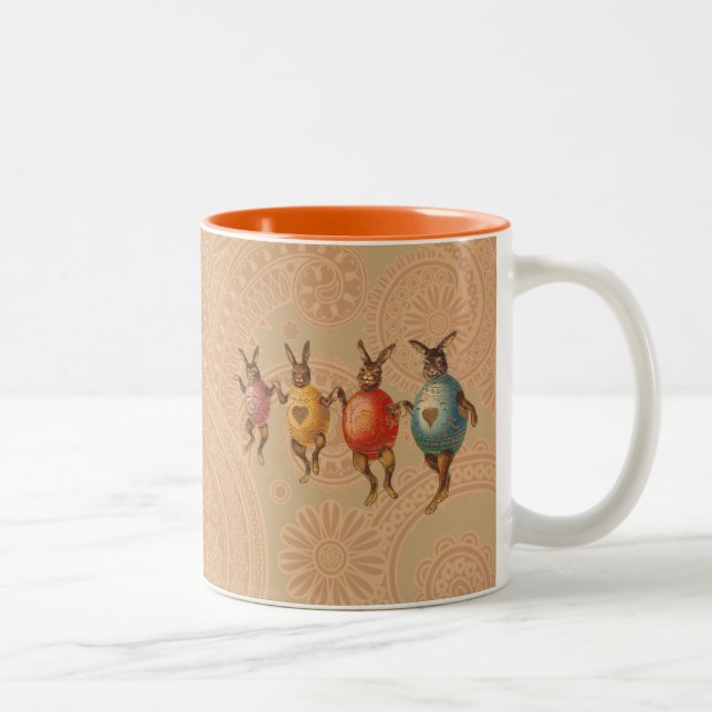Tasse 2 Couleurs Oeufs dansants lapins de Pâques (Droit)