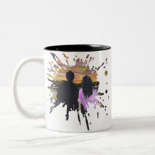Tasse 2 Couleurs Œuvre d'art artisanale – Coucher de soleil ensembl