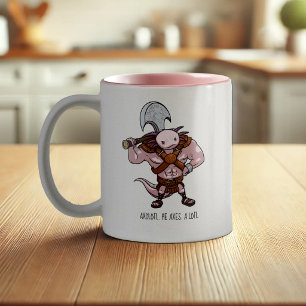 Tasse 2 Couleurs Œuvre d'art d'un axolotl avec un guerrier gladiate