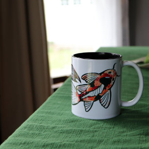 Tasse 2 Couleurs Oeuvre de Koi Pond Fish