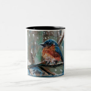 Tasse 2 Couleurs Oiseau bleu oriental de petit hiver adorable