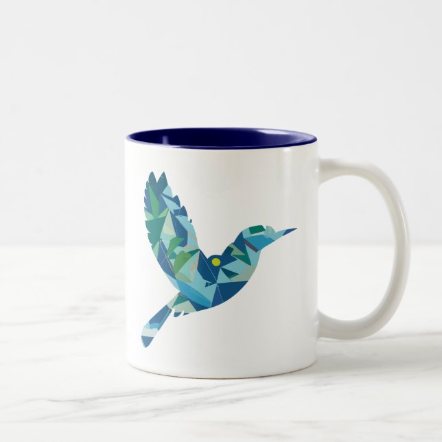 Tasse 2 Couleurs Oiseau de couleur géométrique (Droit)