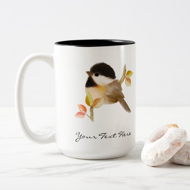 Tasse 2 Couleurs Oiseau de poulet à capuchon noir (Avec donut)