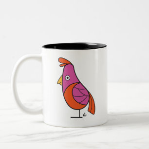 Tasse 2 Couleurs Oiseau rose et orange