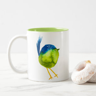 Tasse 2 Couleurs Oiseau vert mignon