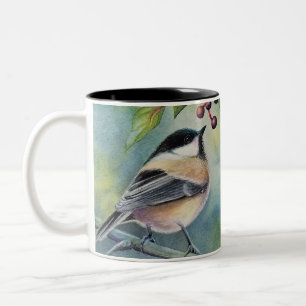 Tasse 2 Couleurs Oiseaux de poulet à la calotte noire Berries Aqua