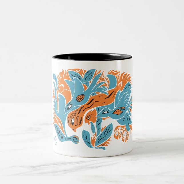 Tasse 2 Couleurs Oiseaux d'élevage enchevêtrés TWArt 12-pop (Centre)
