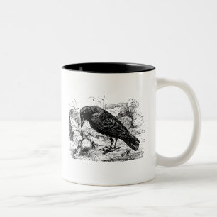 Tasse 2 Couleurs Oiseaux européens vintages de corneilles d'oiseau