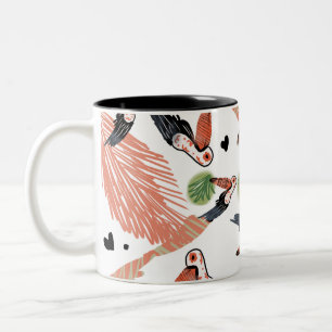 Tasse 2 Couleurs Oiseaux toucans Art tropical d'été verdure