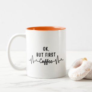 Tasse 2 Couleurs Ok, Mais Premier Coffee Heartbeat