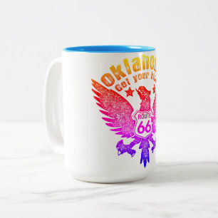 Tasse 2 Couleurs Oklahoma Obtenez vos coups de pied Rte 66 avec fil
