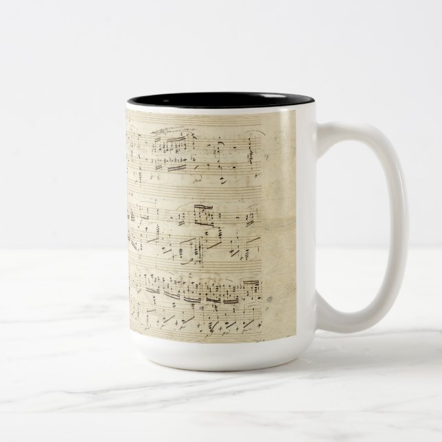 Tasse 2 Couleurs Old Music Notes (Droit)