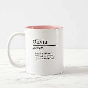 Tasse 2 Couleurs Olivia, Fille Nom Personnalisé Définition