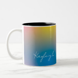 Tasse 2 Couleurs Ombre minimaliste moderne arc-en-ciel avec nom per