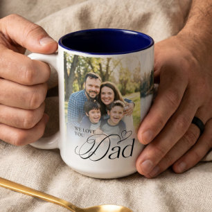 Tasse 2 Couleurs On aime Papa Collage de photos Cadeau de la fête d