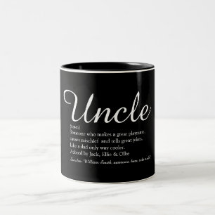 Tasse 2 Couleurs Oncle, Définition de Tonton Script Noir et Blanc