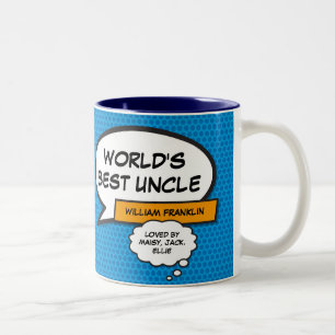 Tasse 2 Couleurs Oncle Moderne Amusant et Cool Typographie Bleue